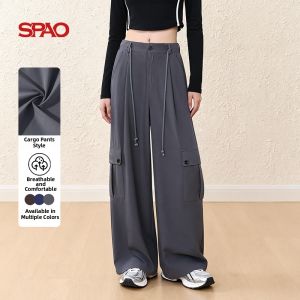 spao | Slim High-Waist Wide Leg Casual Trousers Workwear Pants