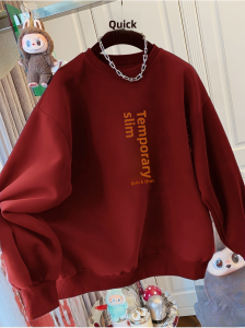 Creative Fun Text Pure Cotton round Neck Sweatshirt Jacket Mens Autumn Winter Couples Casual Wear Long Sleeve T-Shirt