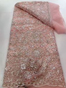 OLEVO | Luxury African Sequins Groom Lace Fabric High Quality French Nigerian Beaded Wedding Dress Material for Brides AT2890