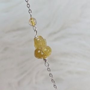 Lắc bạc tỳ hưu Thạch Anh Tóc Vàng hướng hạt Minh Châu cho mệnh Thổ và Kim - Phong Thuỷ TUDO