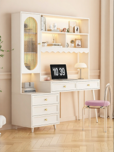 French Creamy Style Integrated Desk and Bookcase
