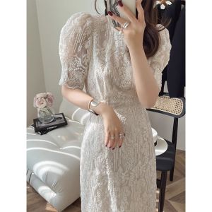 Summer French Luxury Slim Lace Sleeveless Dress