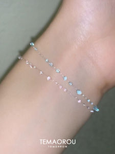 Morning Dew Crystal Clear Ice Blue Waterdrop Invisible Fishing Line Bracelet Unique Design Fashion Jewelry Hand Cord Bracelets