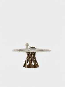 Luxury Natural Fendi White Stone Round Dining Table