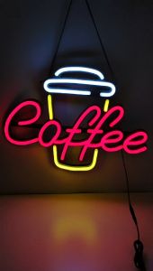 ป้ายไฟ LED ร้านกาแฟ ดีไซน์สีสันสดใส พร้อมปลั๊ก EU ขนาด 60x40cm