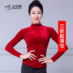 Modern Latin Dance Clothing Womens Velvet High Collar Top Warm Standard Dancewear Practice Suit Four Seasons Universal Long Sleeve