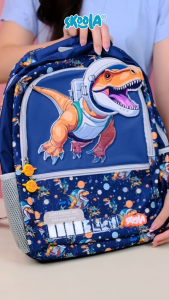 Skoola Tas Sekolah Anak SD Laki Laki Perempuan Karakter Dino Cupcake 3D Custome Name - Finzi