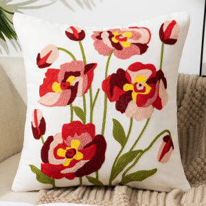 Floral Embroidered French Style Pillow Cover