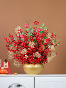 ดอกไม้เทียมสีแดง ดอกไม้ตกแต่งห้องรับแขก ดอกไม้ตกแต่งบ้านใหม่สำหรับงานแต่งงาน ดอกไม้เทียมแบบไฮเอนด์ ดอกไม้เทียมแบบฤดูหนาว