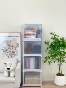 SPACEMADER Bedroom Storage Rack Dustproof Storage Cabinet Household Clothing Storage Cabinet Enclosed Storage Rack