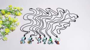Bandai | Vòng Cổ Mặt Dây Chuyền Hoạt Hình Snoopy & Woodstock Dây Chuyền Tráng Men Nạm Kim Cương Giả Trang Sức Kawaii Dành Cho Thanh Thiếu Niên Và Phụ Nữ