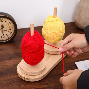 PHYHOO wooden double/single yarn shaft rotatable for assisting in hand knitting of yarn balls