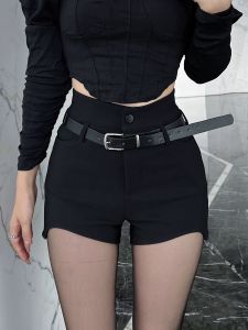 High Waist Black Shorts Womens Summer New Style Small Size Outdoor Wear Bodycon Tight Hot Pants Trendy Commute Korean Style