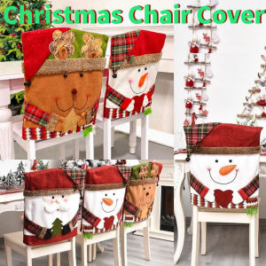 Christmas Chair Cover Christmas Decoration Dining Chair Back Cover Santa Claus Cap Chair Cover