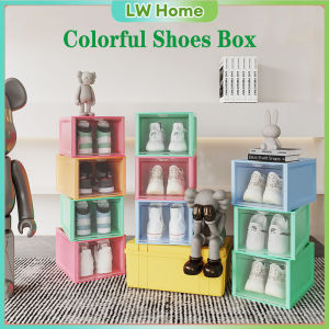 Large Colourful Shoe Box Transparent Stackable Storage Shoe Box Organiser Thickened Hard Box Kotak Kasut Rak 彩色加厚鞋盒