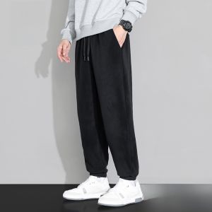 ROMON | กางเกงวอร์มทรงหลวมชาย ทรงหลวม กางเกงขายาวลำลอง ทรงหลวม หนา สองด้าน ขนแกะ กางเกงขายาวฤดูใบไม้ร่วงและฤดูหนาว