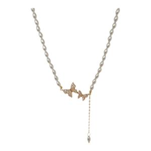 SRRMHYN 2024 Dây Chuyền Ngọc Trai Cho Nữ Dây Chuyền Bướm Sang Trọng Dây Chuyền Cổ Cao Cấp Cổ Điển Dây Chuyền Cổ Sứ Hoa