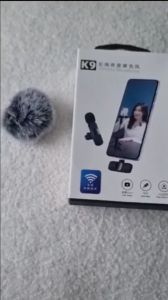 Micro Thu âm K9 và mũ lọc gió lọc ồn khi quay video Livetream vlog có âm vang kết nối không dây điện thoại