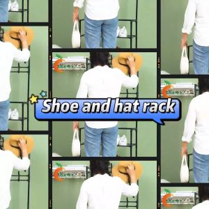 Rak Sepatu Susun Tempat Sepatu dan Sandal Portable Rak Sepatu Dengan Stand Hanger Serbaguna
