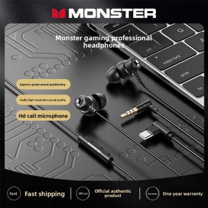 Monster | In-Ear Wired Earphones with Type-C/3.5mm Jack and Microphone for Gaming