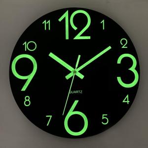 BOJIAJIAJU | Glow in Dark Silent Wooden Clock