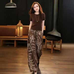 NUANPING | Laid-back Casual Women Set T Shirt Culottes