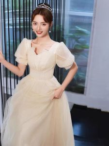 plus Size Birthday Girl High School Student Formal Dress French Style Puffy Skirt Korean Version Zipper Style Polyester Fiber