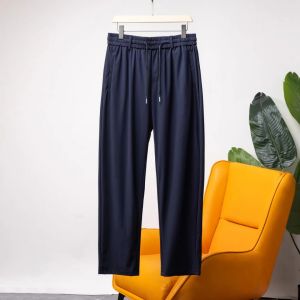 New American Style Ice Silk Quick Dry Lightweight Breathable Elastic Waist Loose Straight Leg Sport Casual Pants for Men Summer