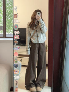 XUECAIQI | Cozy Soft High-end Knit Sweater Cardigan and Wide Leg Pants Two-piece Set