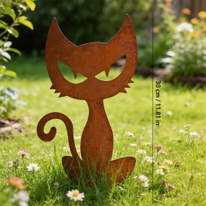 CIFbuy | CIFBUY Metal Cat Silhouette Garden Stake Rustic Yard Art Outdoor Lawn Decor