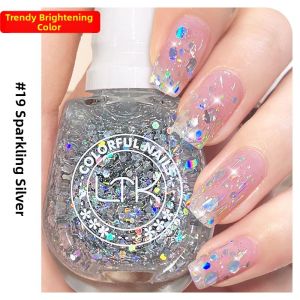 LTK Long-lasting Sparkling Silver Nail Polish Quick-drying Waterproof Glitter Nail Art for Girls Students Daily Use