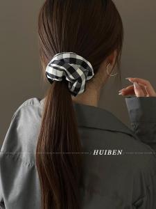 ยางรัดผมทรงกลมสีดำขาว ยางรัดผมสำหรับผู้หญิง ยางรัดผมทรงกลมยืดหยุ่นสูง ทนทาน ยางรัดผมสำหรับผูกหางผม