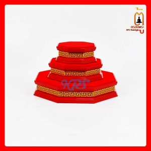 ฐานวางพระ ฐานลายจีน ฐานสีแดง ฐานทรงแปดเหลี่ยม สูง 2 นิ้ว ตู้ครอบพระKPSThaistyle