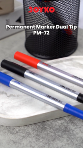 Permanent Marker Spidol Permanen Dual Tip Joyko PM-72 Hitam Biru Merah Fineliner Tip & Bullet Tip