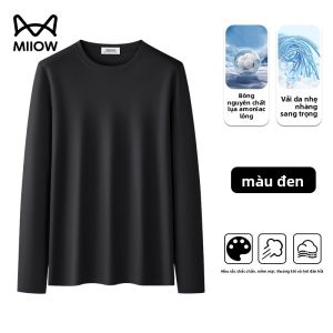 Áo thun nam MiiOW Cat Man bằng cotton dài tay cổ tròn thoải mái - mùa thu