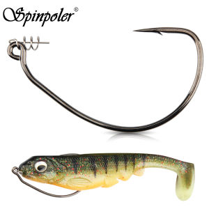 Spinpoler Raptor Unweighted Swimbait Hooks with Centering-pin Spring 5/0 7/0 10/0 High Carbon Steel Offset Wedless Fishhooks
