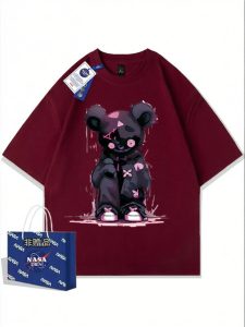 Fashion Cartoon Print Cotton Five-eighths Sleeve T-shirt