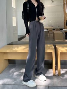 High Waist Wide Leg Pants Womens Loose Straight Drapey Slimming Black Suit Long Trousers Autumn New Style Commute Fashion