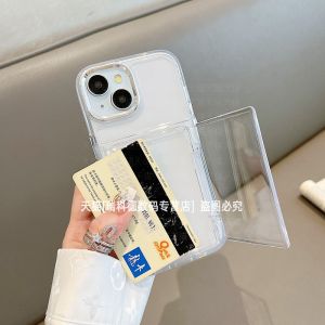 Large Capacity Flip Cover Card Holder for Apple 16Pro iPhone 14Pro Max Anti-Loss Document Card Slot Acrylic Protective Case