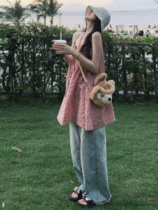 CHANGTONG | Trendy Pink Check Vest