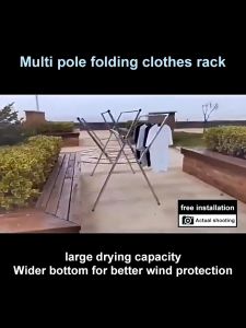 Jemuran Baju Stainless Lipat & Tiang Pengering Pakaian Multifungsi