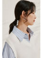 Yigue Design Knitted Pure Cotton Shirt Collar Commute Style Women's Fashion Spring New Arrival Fake Two-Piece Vest Top. 