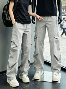 Quick-drying Work Pants Thin Light Gray Wrinkle Paratrooper Style