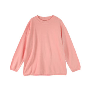 Cai Dad Cotton Knitted Sweater for Girls Trendy Spring Autumn Wear 100% Cotton Fine Yarn Long Sleeve round Neck Top for Kids
