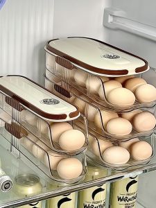 Multi-Layer Egg Storage Box Rolling Refrigerator Organizer Household Kitchen Food Grade Storage Container Egg Sorting Bin