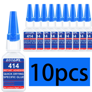 LOOLIFL | Loolifl414 Instant Adhesive Super Strong Glue 10-Pack 10X20G Epoxy Resin Quick-Drying Strong Transparent Glue Comes with a Dropper Higher Value for Money Set Quality Guaranteed by the Source Manufacturer Suitable for Plastic Metal Rubbe...