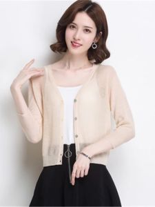 Womens Silk Knit Cardigan with Strapless Mini Dress Lightweight Summer Style Single Breasted V-Neck Top for Work