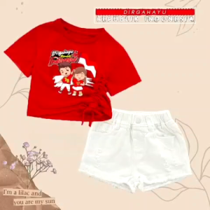 SETELAN ANAK KEMERDEKAAN HOTPANTS & KAOS SERUT