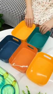 Hộp nhựa đựng đồ xếp gọn phòng khách nhà bếp đa năng tiện ích có tay cầm