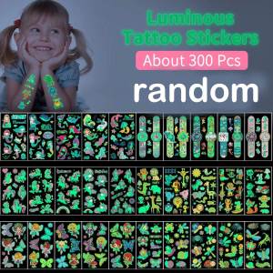 10pcs Childrens Luminous Tattoo Stickers Kids Glow Body Paster Unicorn Butterfly Animal Dinosaur Mermaid Cartoon Stickers Gift